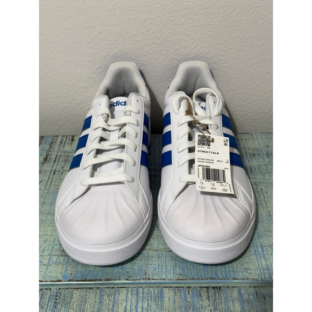Adidas Streettalk Men's Sneakers Size 12.5 White/Blue Stripes Lace-Up New